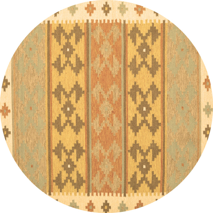 Round Abstract Brown Contemporary Rug, con1883brn