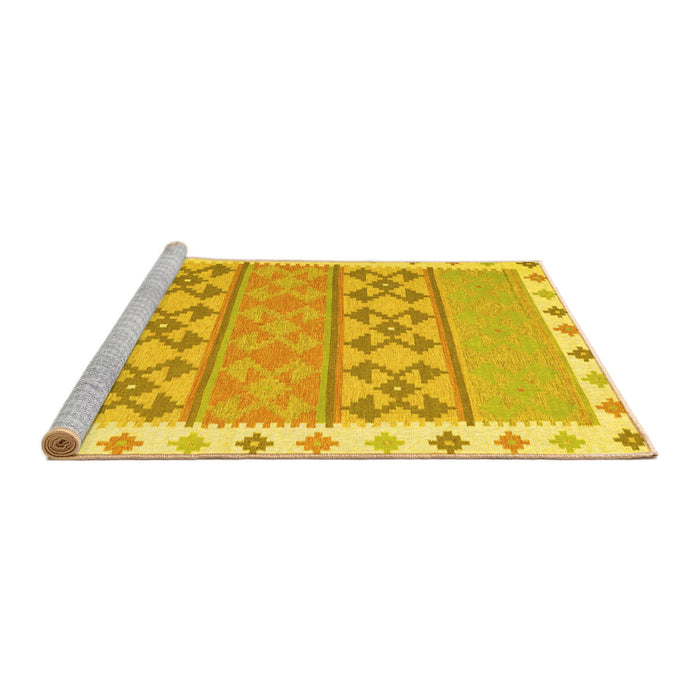 Sideview of Machine Washable Abstract Yellow Contemporary Rug, wshcon1883yw