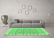 Machine Washable Abstract Emerald Green Contemporary Area Rugs in a Living Room,, wshcon1883emgrn