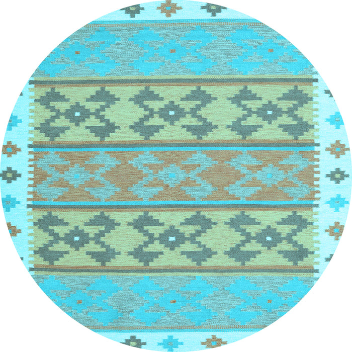Round Abstract Light Blue Contemporary Rug, con1883lblu