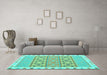 Machine Washable Abstract Turquoise Contemporary Area Rugs in a Living Room,, wshcon1883turq