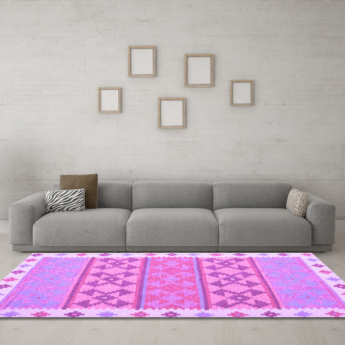 Machine Washable Abstract Purple Contemporary Area Rugs in a Living Room, wshcon1883pur