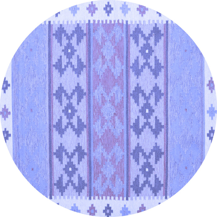 Round Machine Washable Abstract Blue Contemporary Rug, wshcon1883blu