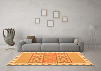 Machine Washable Abstract Orange Contemporary Rug, wshcon1883org