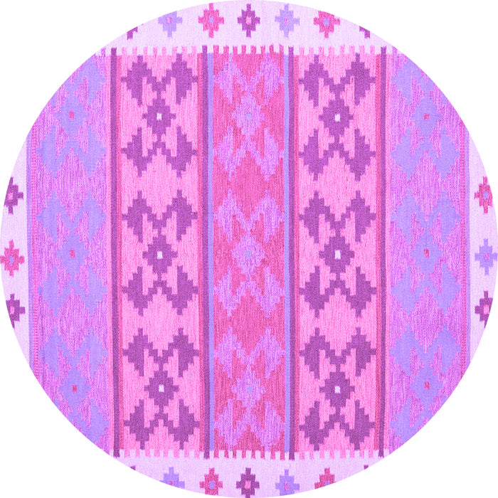 Round Machine Washable Abstract Purple Contemporary Area Rugs, wshcon1883pur
