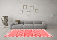 Machine Washable Abstract Red Contemporary Rug, wshcon1883red