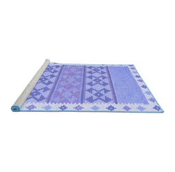 Sideview of Machine Washable Abstract Blue Contemporary Rug, wshcon1883blu