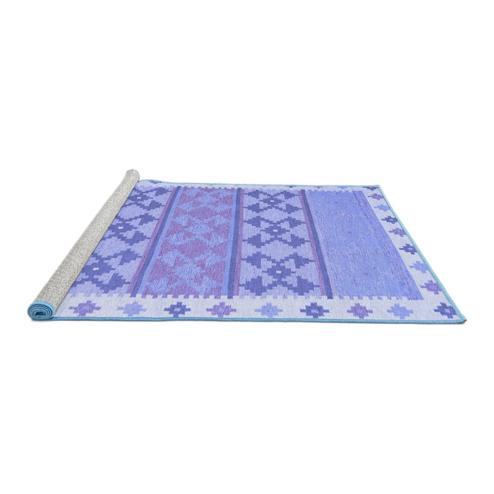 Sideview of Machine Washable Abstract Blue Contemporary Rug, wshcon1883blu