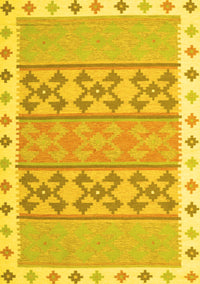 Abstract Yellow Contemporary Rug, con1883yw