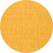 Round Machine Washable Abstract Yellow Contemporary Rug, wshcon1884yw