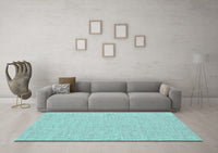 Machine Washable Abstract Turquoise Contemporary Rug, wshcon1884turq