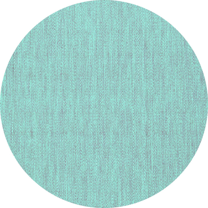 Round Abstract Turquoise Contemporary Rug, con1884turq
