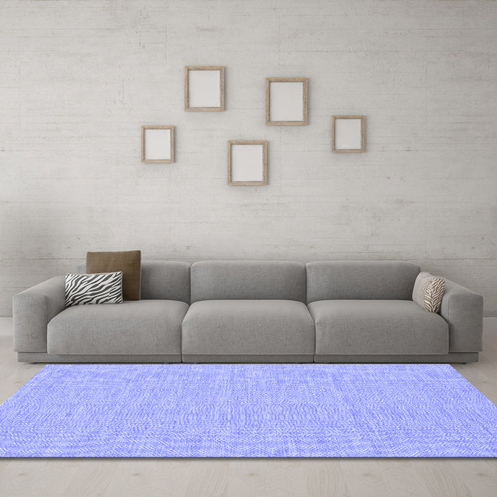 Machine Washable Abstract Blue Contemporary Rug in a Living Room, wshcon1884blu