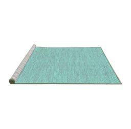 Sideview of Machine Washable Abstract Turquoise Contemporary Area Rugs, wshcon1884turq
