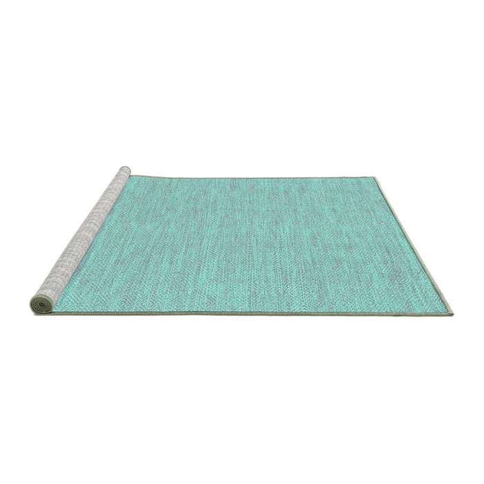 Sideview of Machine Washable Abstract Turquoise Contemporary Area Rugs, wshcon1884turq