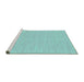 Sideview of Machine Washable Abstract Turquoise Contemporary Area Rugs, wshcon1884turq