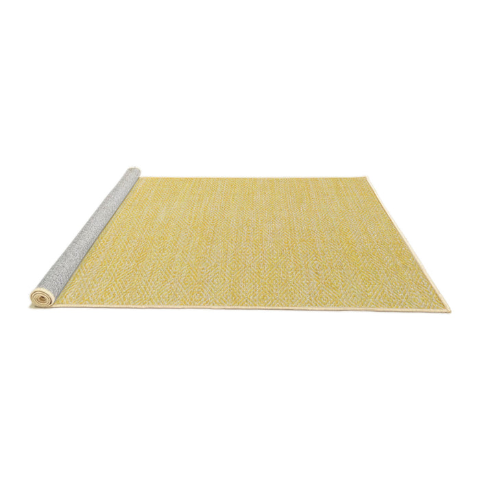 Serging Thickness of Machine Washable Contemporary Mustard Yellow Rug, wshcon1885