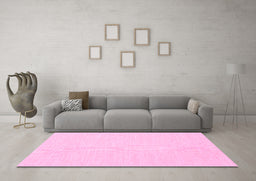 Machine Washable Abstract Pink Contemporary Rug in a Living Room, wshcon1885pnk