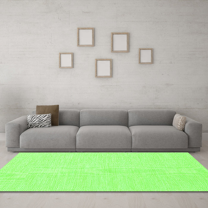 Machine Washable Abstract Green Contemporary Area Rugs in a Living Room,, wshcon1885grn