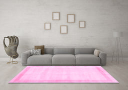 Machine Washable Solid Pink Modern Rug in a Living Room, wshcon1886pnk