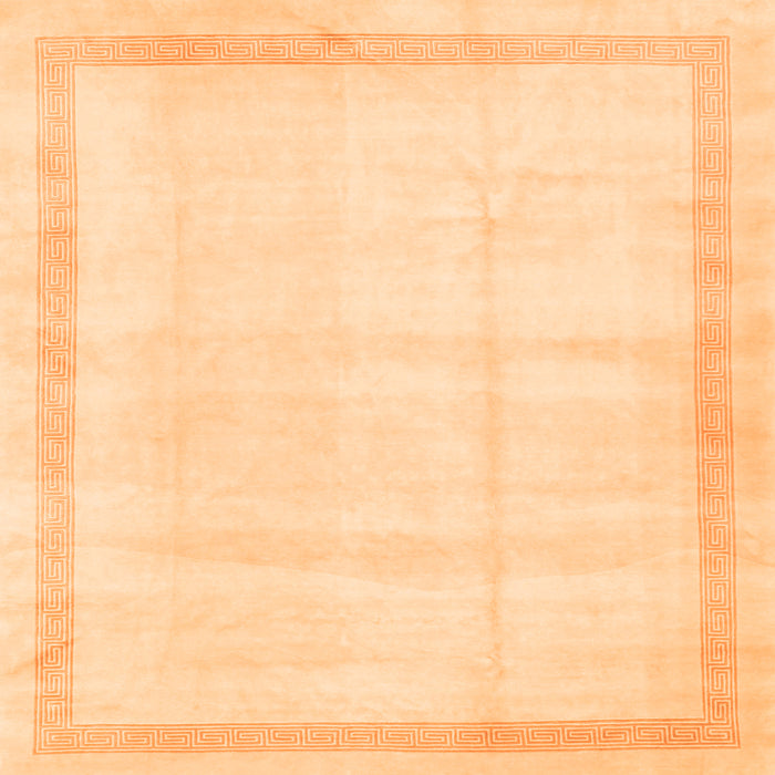 Round Machine Washable Solid Orange Modern Area Rugs, wshcon1886org