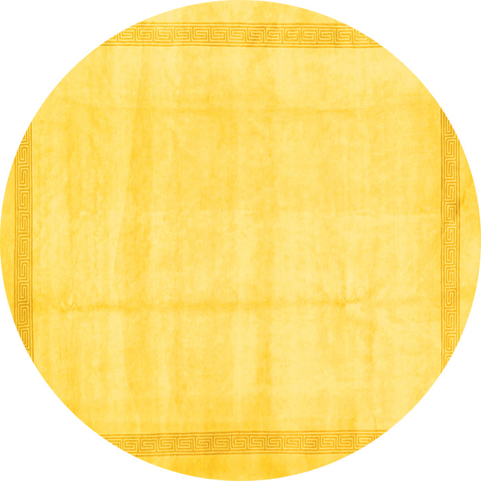 Round Machine Washable Solid Yellow Modern Rug, wshcon1886yw