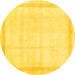 Round Machine Washable Solid Yellow Modern Rug, wshcon1886yw