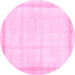 Round Machine Washable Solid Pink Modern Rug, wshcon1886pnk