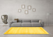 Machine Washable Solid Yellow Modern Rug in a Living Room, wshcon1886yw