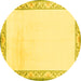 Round Machine Washable Solid Yellow Modern Rug, wshcon1887yw