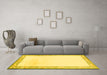 Machine Washable Solid Yellow Modern Rug in a Living Room, wshcon1887yw