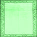 Square Machine Washable Solid Emerald Green Modern Area Rugs, wshcon1887emgrn