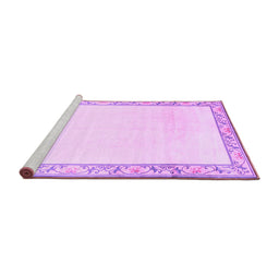Sideview of Machine Washable Solid Purple Modern Area Rugs, wshcon1887pur