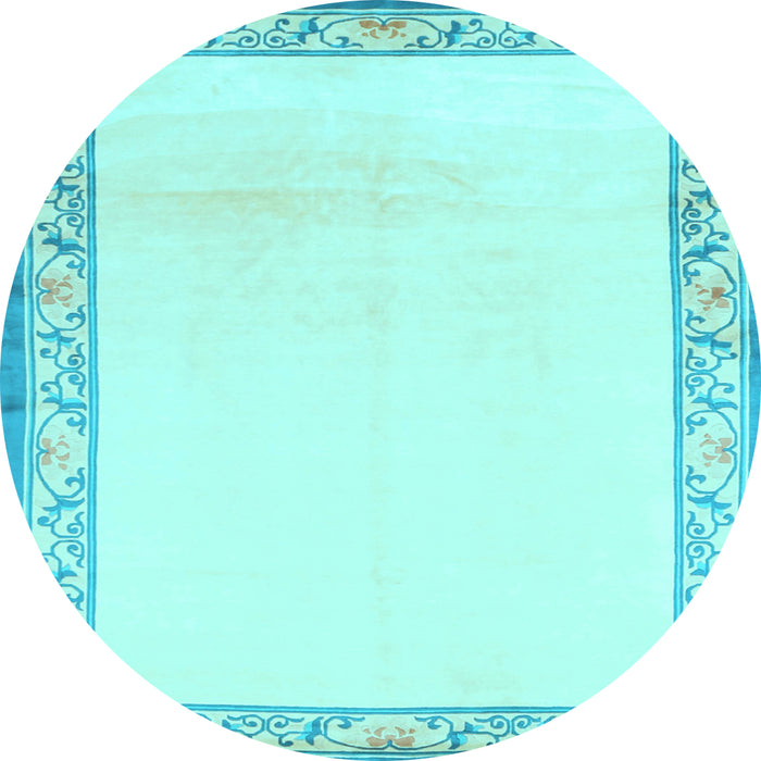 Round Solid Light Blue Modern Rug, con1887lblu