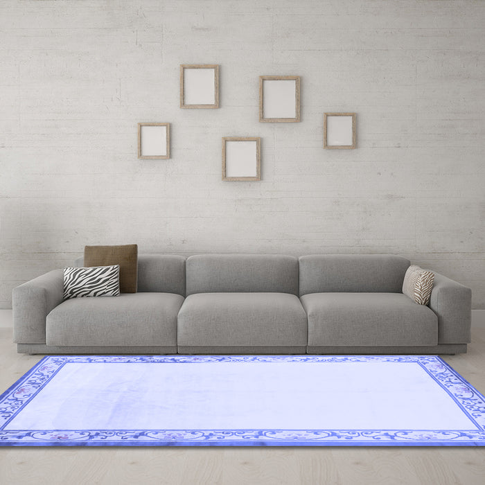 Machine Washable Solid Blue Modern Rug in a Living Room, wshcon1887blu