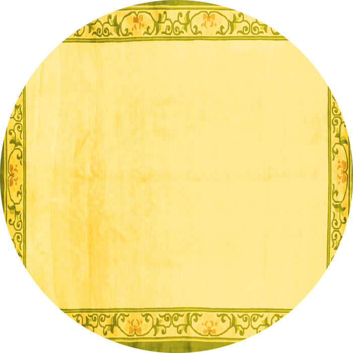 Round Solid Yellow Modern Rug, con1887yw