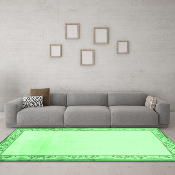 Machine Washable Solid Emerald Green Modern Area Rugs in a Living Room,, wshcon1887emgrn