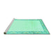Sideview of Machine Washable Solid Turquoise Modern Area Rugs, wshcon1887turq