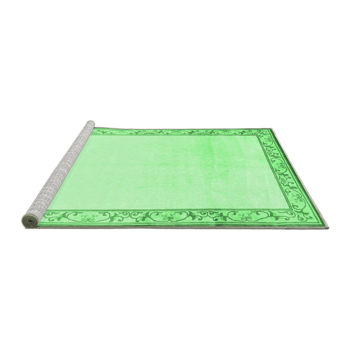 Sideview of Machine Washable Solid Emerald Green Modern Area Rugs, wshcon1887emgrn