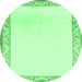 Round Machine Washable Solid Emerald Green Modern Area Rugs, wshcon1887emgrn