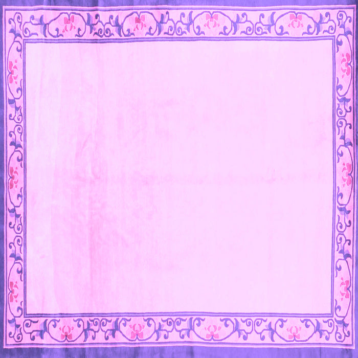 Square Machine Washable Solid Purple Modern Area Rugs, wshcon1887pur