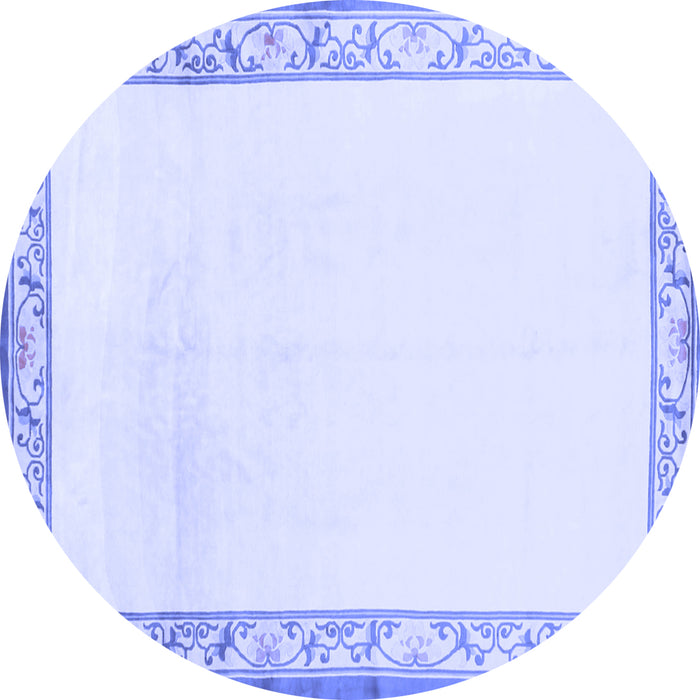 Round Solid Blue Modern Rug, con1887blu