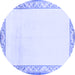 Round Solid Blue Modern Rug, con1887blu