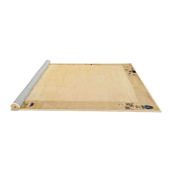 Serging Thickness of Machine Washable Contemporary Sun Yellow Rug, wshcon1888