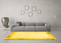 Machine Washable Solid Yellow Modern Rug, wshcon1888yw