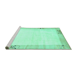 Sideview of Machine Washable Solid Turquoise Modern Area Rugs, wshcon1888turq