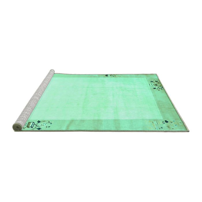 Sideview of Machine Washable Solid Turquoise Modern Area Rugs, wshcon1888turq