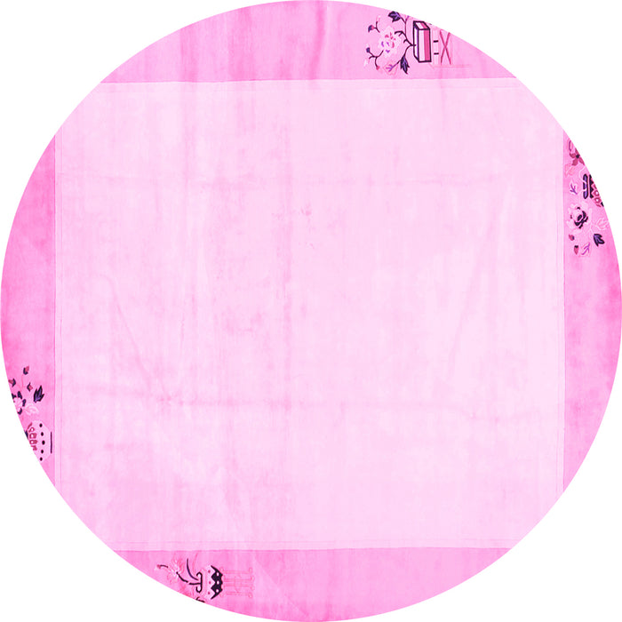 Round Solid Pink Modern Rug, con1888pnk