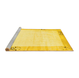 Sideview of Machine Washable Solid Yellow Modern Rug, wshcon1888yw