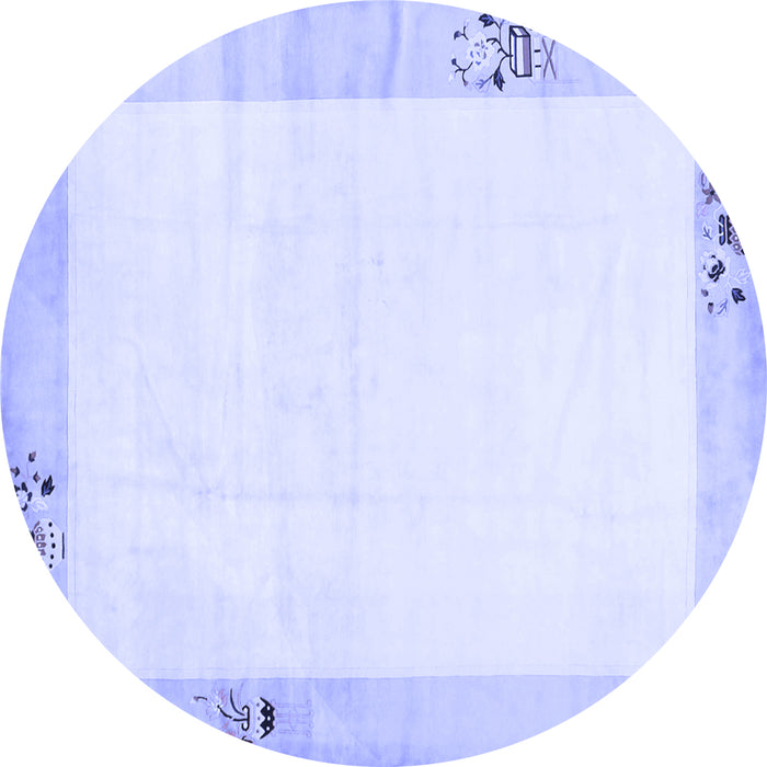 Round Solid Blue Modern Rug, con1888blu